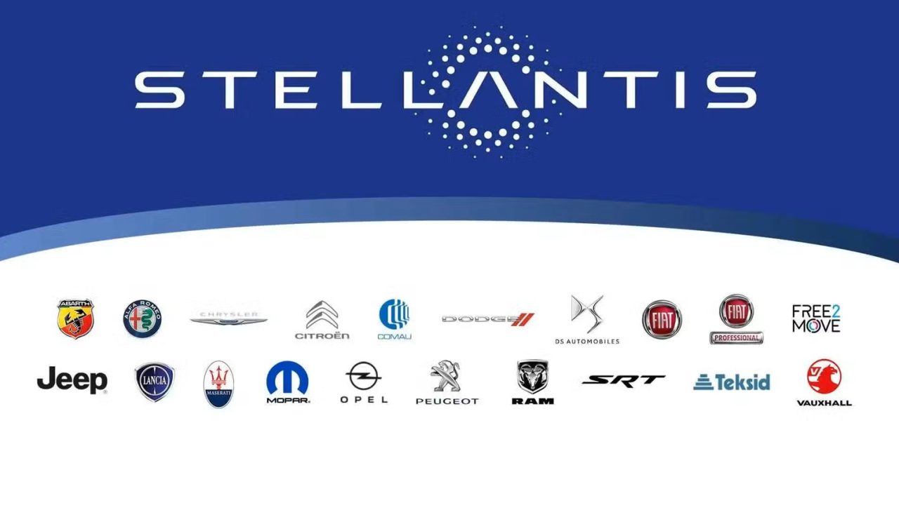 Stellantis-brand con sotto tutti i marchi del gruppo.